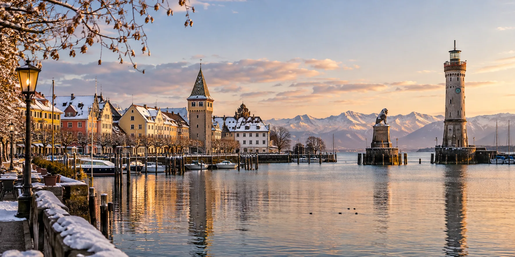 KI-generiertes Bildmotiv 3 für Lindauer Insel ohne Sommertrubel im Winter