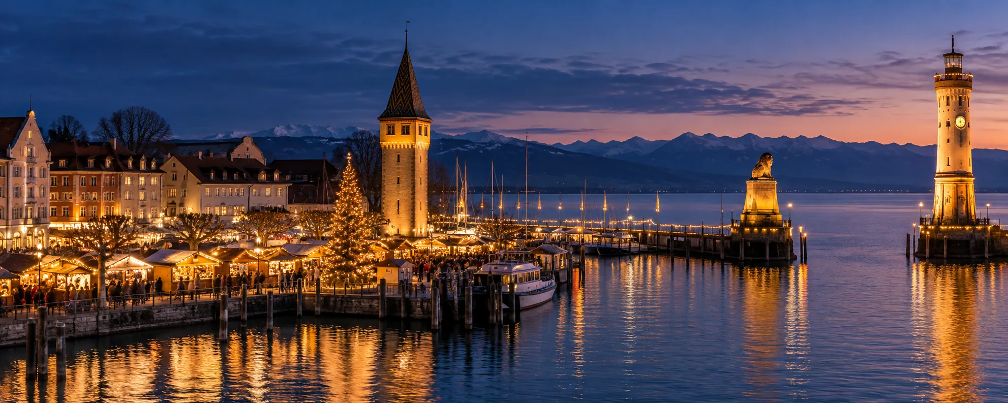 KI-generiertes Bildmotiv 1 für Lindauer Hafenweihnacht im Winter