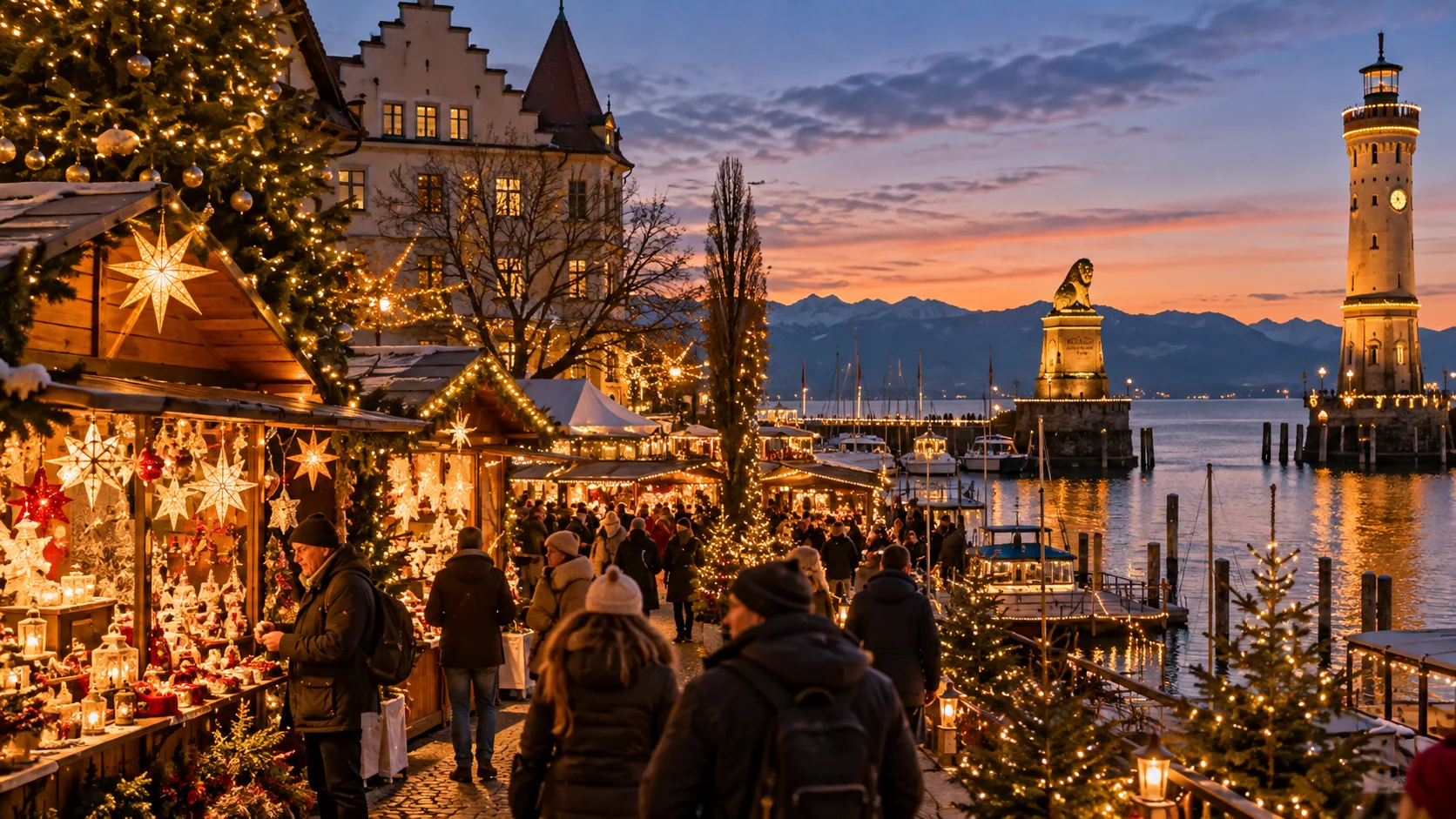 KI-generiertes Bildmotiv 2 für Lindauer Hafenweihnacht im Winter