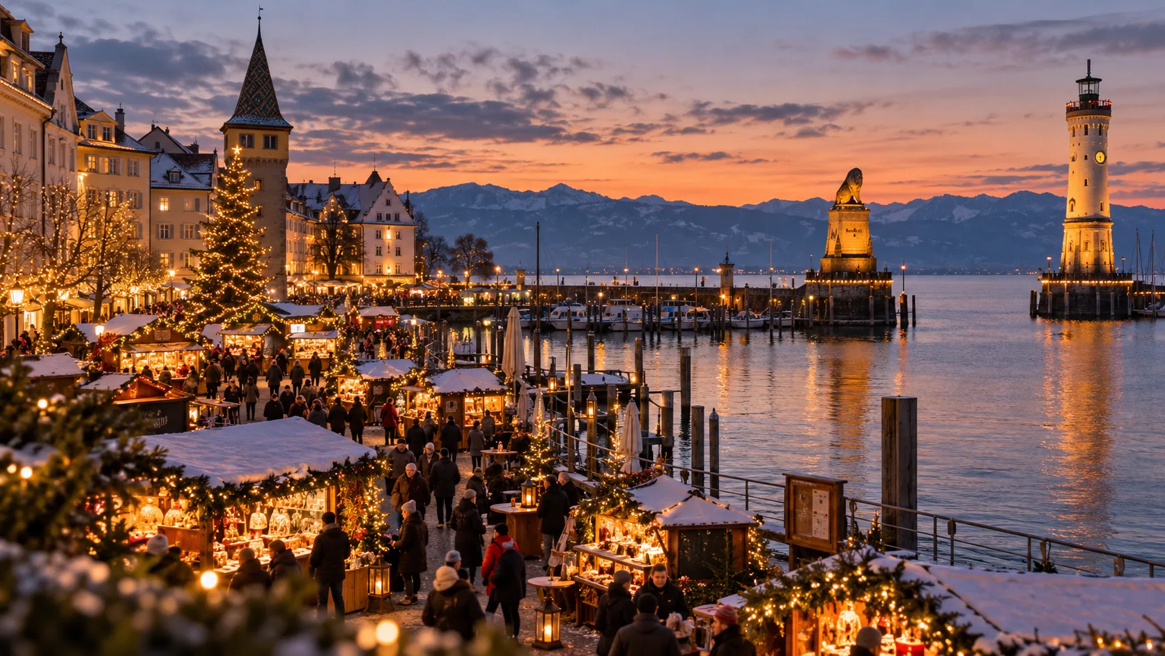 KI-generiertes Bildmotiv 3 für Lindauer Hafenweihnacht im Winter