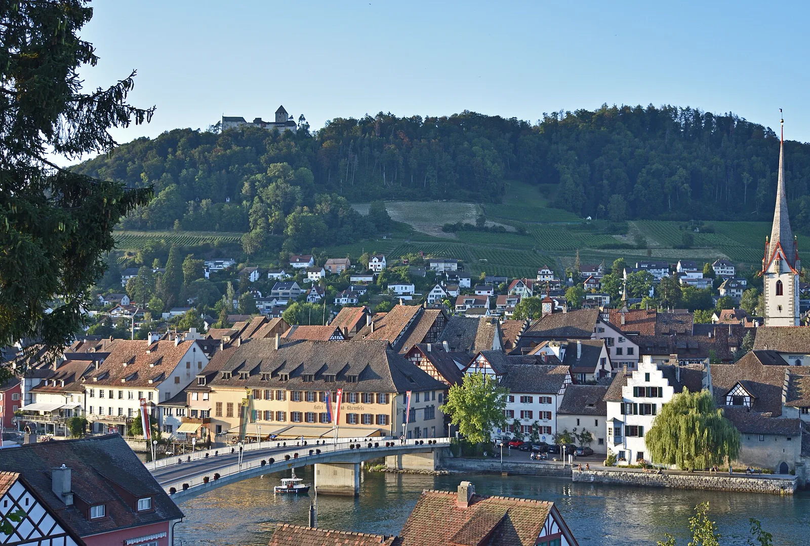 Panoramablick über Stein am Rhein und den Rhein