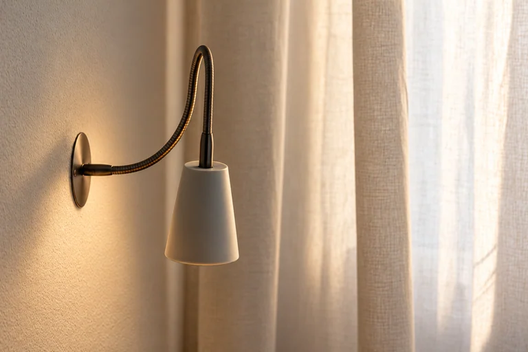 Leselampe an der Wand im Hotel Lindenallee